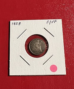 1858 Seated Liberty Half Dime F/VF $21.00