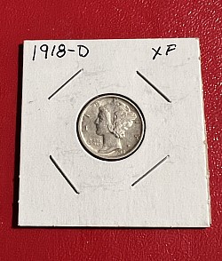 1918-D Mercury Dime XF Early Date $26.00