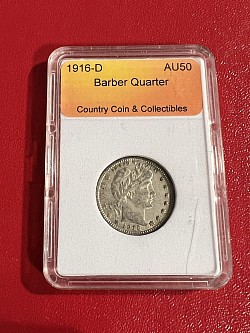 1916-D Barber Quarter AU50 $100.00