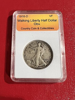 1916-D Walking Liberty Half Dollar Obv. VF $105.00