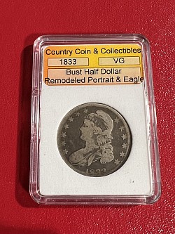 1833 Bust Half Dollar Remodeled Portrait & Eagle VG $53.00