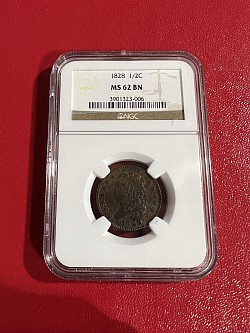 1828 1/2C MS62 BN.     $340.00