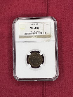 1907 Indian Head Cent MS64BN $110.00