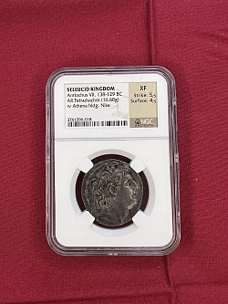 Seleucid Kingdom Antiochus VII,138129 BC AR Tetradrachm XF 16.8g RX Athena hide, Nike $425.00